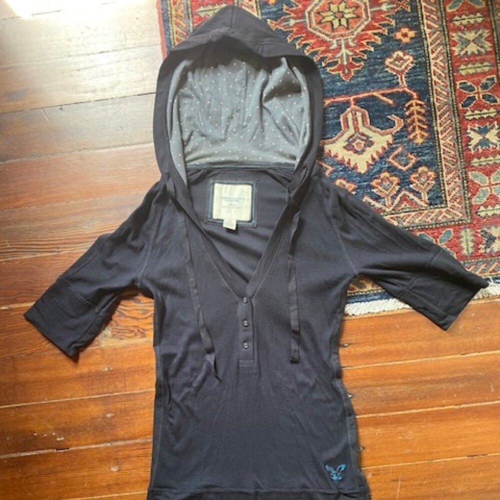 AE Henley Tshirt hoodie Black S/P